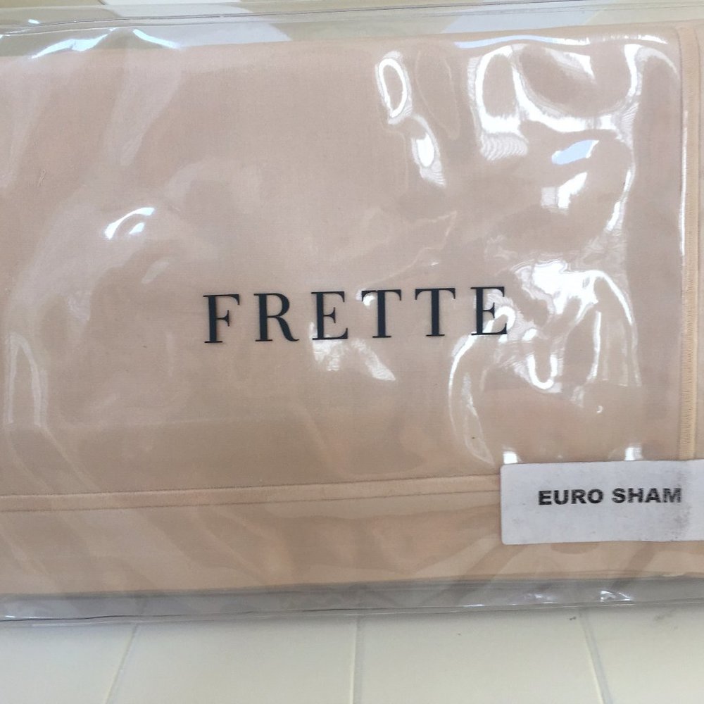 FRETTE Italy EURO Continental SHAM Embroidery 26x26" Salmone Beige Cotton New